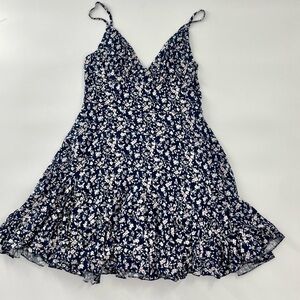 RUMOR Floral Ditzy Daisy Navy Blue spaghetti‎ strap lined mini dress